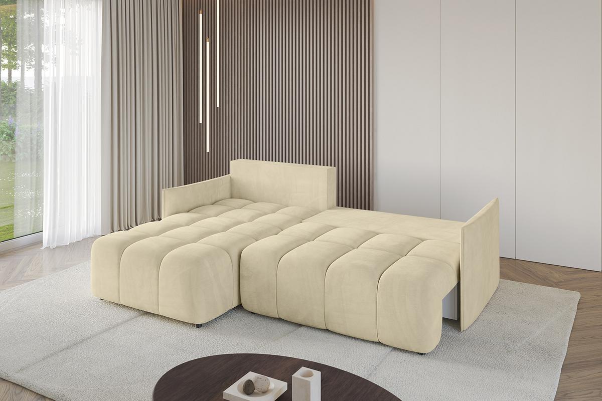 ECKSOFA Ottomane links LONLI-L 251x189x68 Taupe Velours - Taupe, Holzwerkstoff/Kunststoff (251/189cm) - ALTDECOR