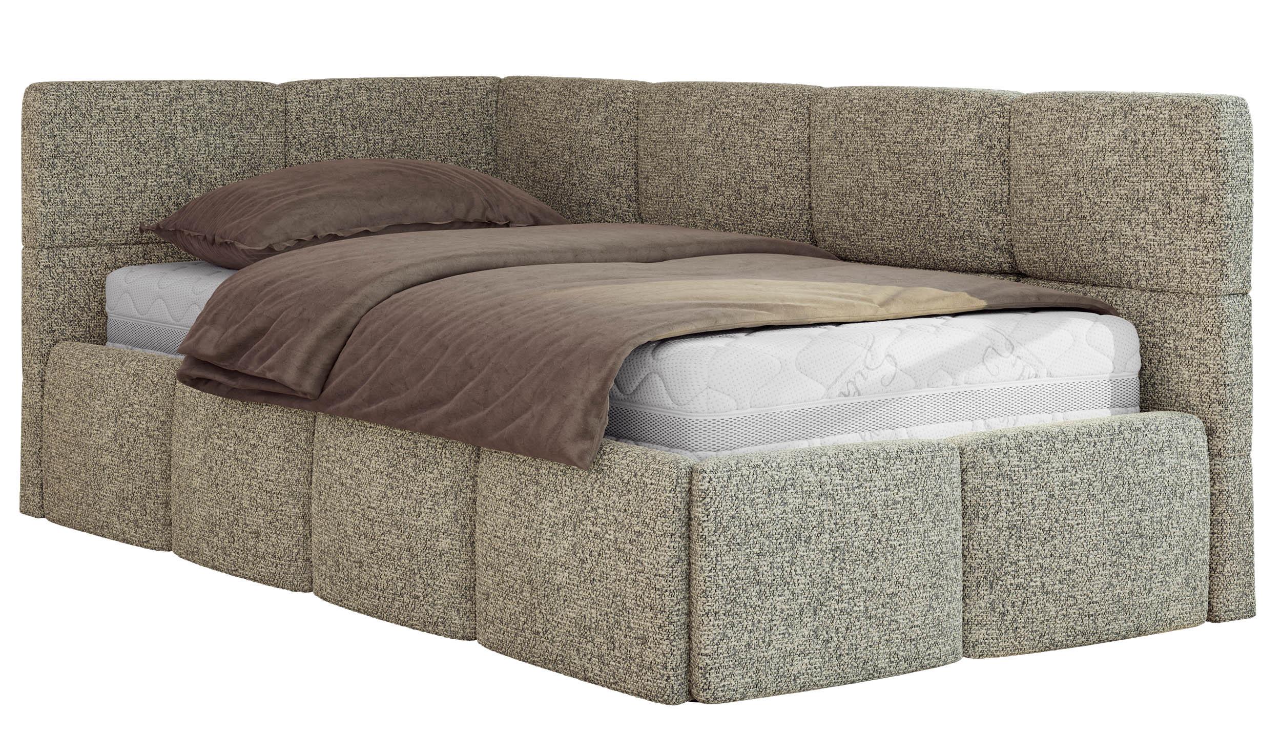 JUGENDBETT ARVO 90/200 - Grau Strukture - ohne Matratze - Links Seite - Grau, Textil (90/200cm) - MKS