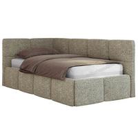 JUGENDBETT ARVO 90/200 - Grau Strukture - ohne Matratze - Links Seite - Grau, Textil (90/200cm) - MKS