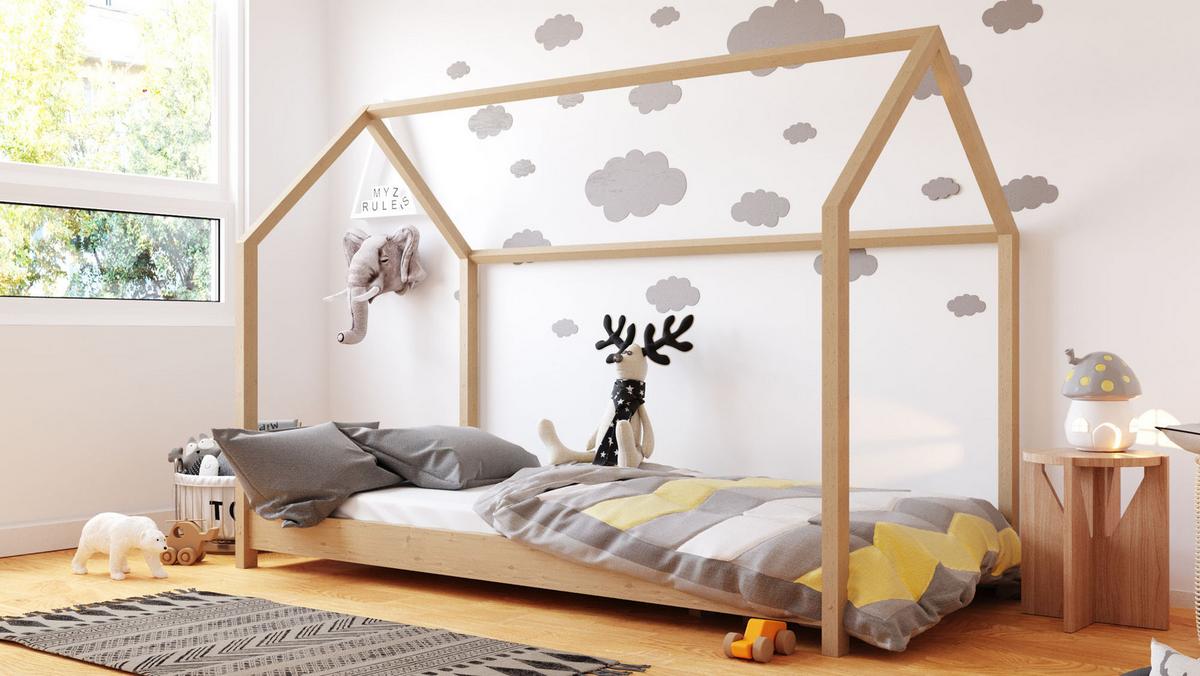 HAUSBETT Dala aus Holz, Kiefer 80x160 cm - Kieferfarben, Holz (160/80cm) - WFL GROUP