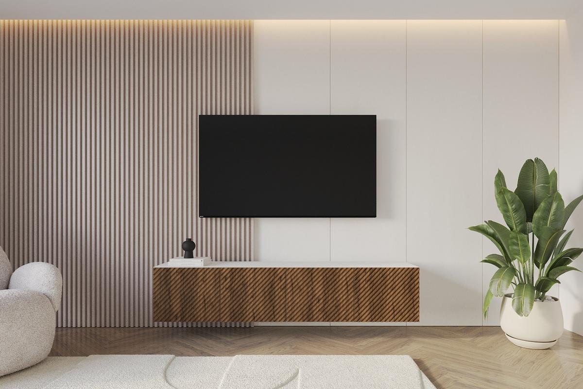 LOWBOARD ZENO-W 2x100x40x40 cm - Weiß / Katania - Eiche Wotan, Holzwerkstoff (200/40/40cm) - ALTDECOR