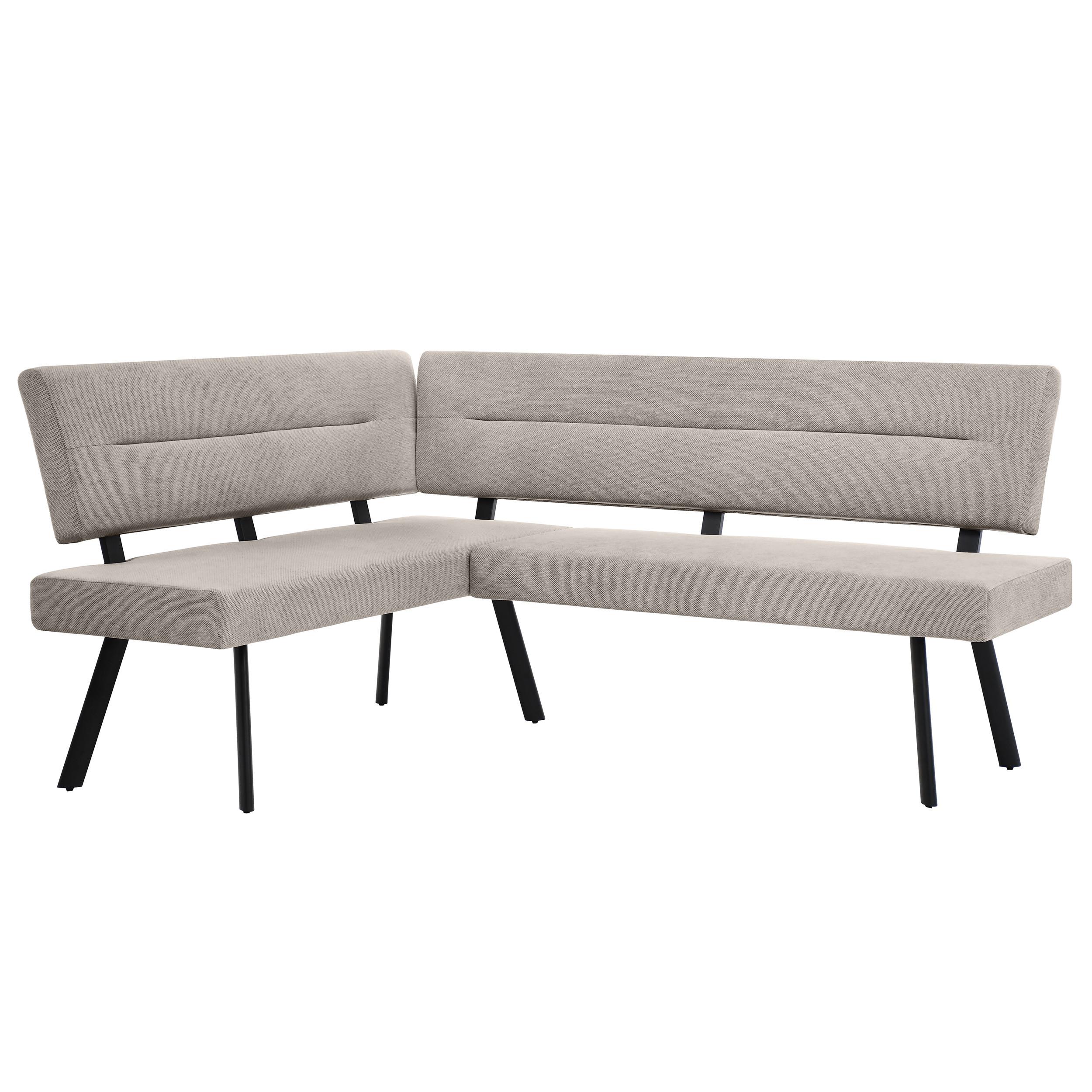 ECKBANK Zerra 192x153 cm, mit Metallbeinen, Curio-Stoff, Beige - Beige/Schwarz, Metall (192/153cm) - Beautysofa