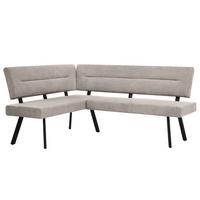 ECKBANK Zerra 192x153 cm, mit Metallbeinen, Curio-Stoff, Beige - Beige/Schwarz, Metall (192/153cm) - Beautysofa