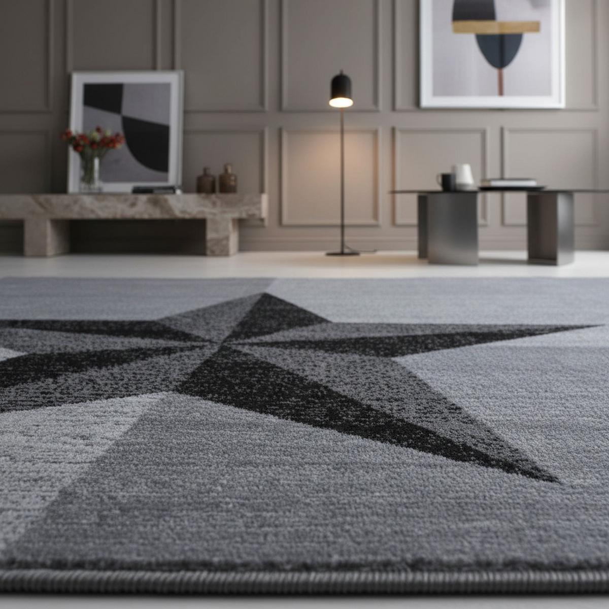 TEPPICH Kurzflor INN in Grau, mit Sternen-Motiv, 120 x 170 cm - Grau, Textil (170/120cm) - KADIMA DESIGN