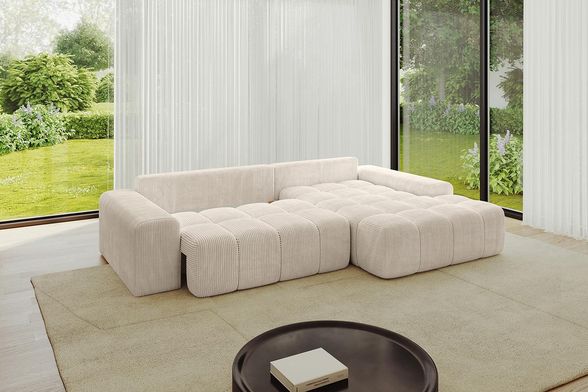 ECKSOFA Ottomane Rechts ENSI-L - 267x164x69 cm Beige - Beige, Holzwerkstoff/Kunststoff (164/267cm) - ALTDECOR