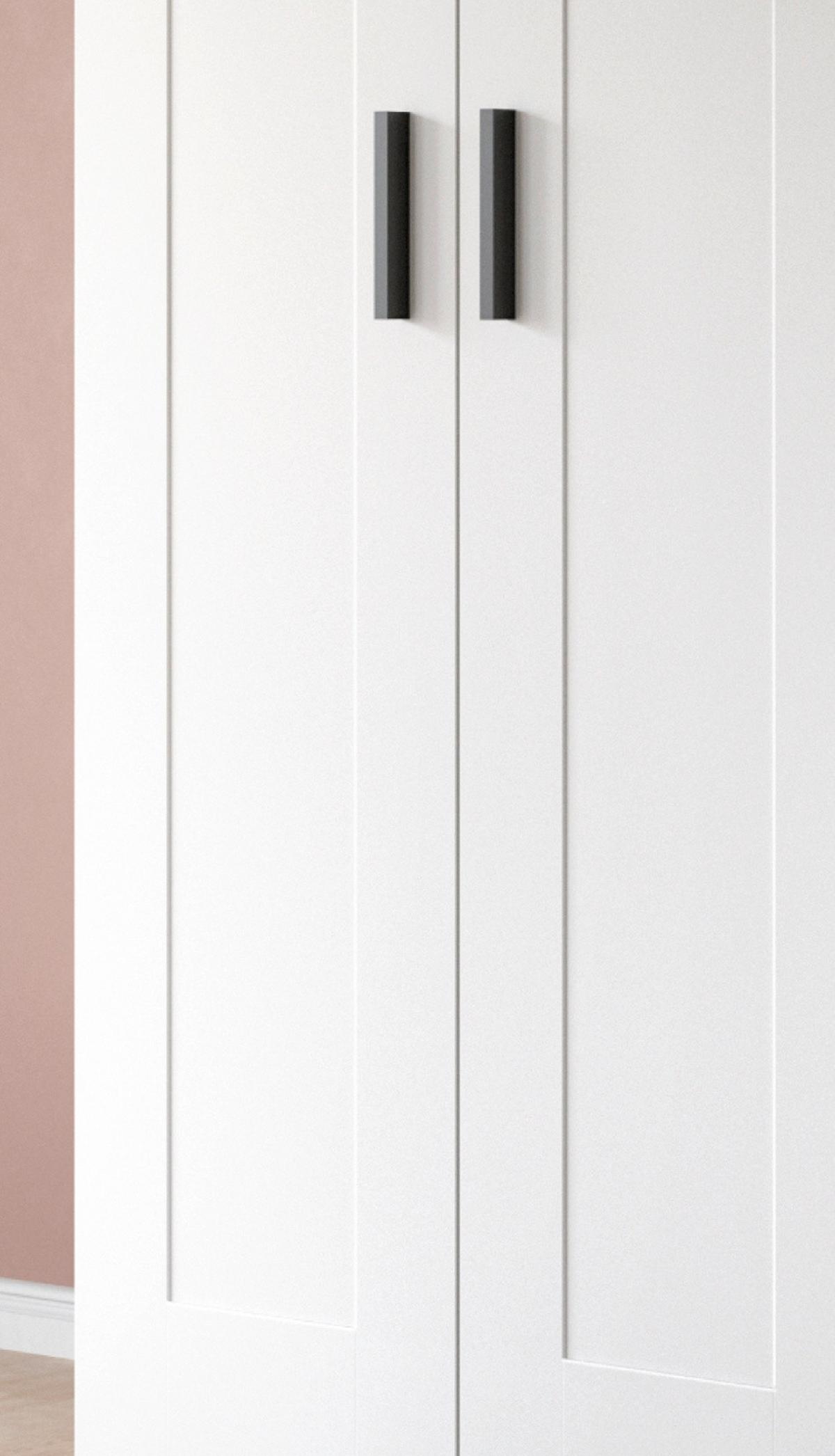 KLEIDERSCHRANK in weiß 120 x 194 cm, Drehtürenschrank 3-türig skandinavisch - Schwarz/Weiß, Holzwerkstoff/Kunststoff (120/194/56cm) - Inn.Furn