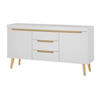 SIDEBOARD weiß matt, Eiche, skandinavisch 160 cm, Kommode mit Soft-Close-Funktion - Eichefarben/Weiß, Holz/Holzwerkstoff (160/83/40cm) - Furn.Design