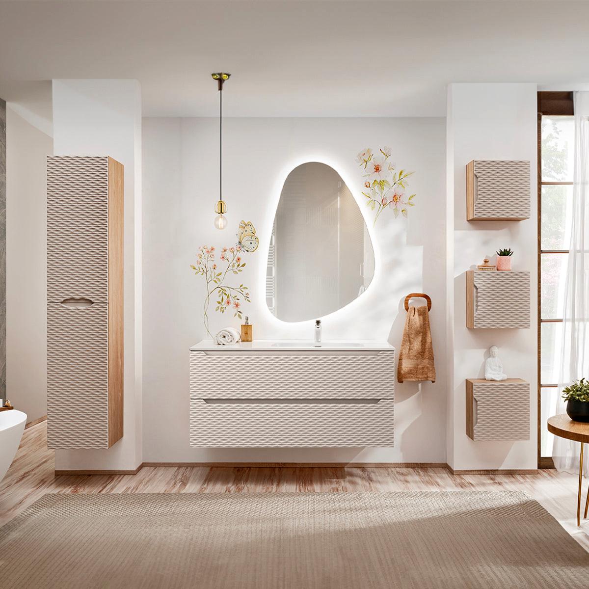 WASCHTISCH 120cm Elora Beige und Holz - Beige, Holzwerkstoff (120/57/46cm) - Petits-meubles