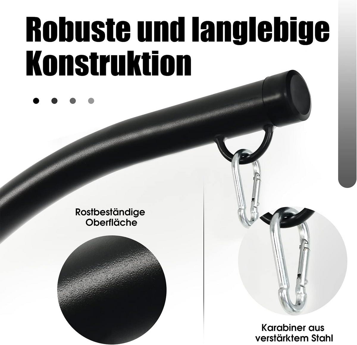 HÄNGEMATTENGESTELL Schwarz - Schwarz, Metall (84/111/207cm) - COSTWAY