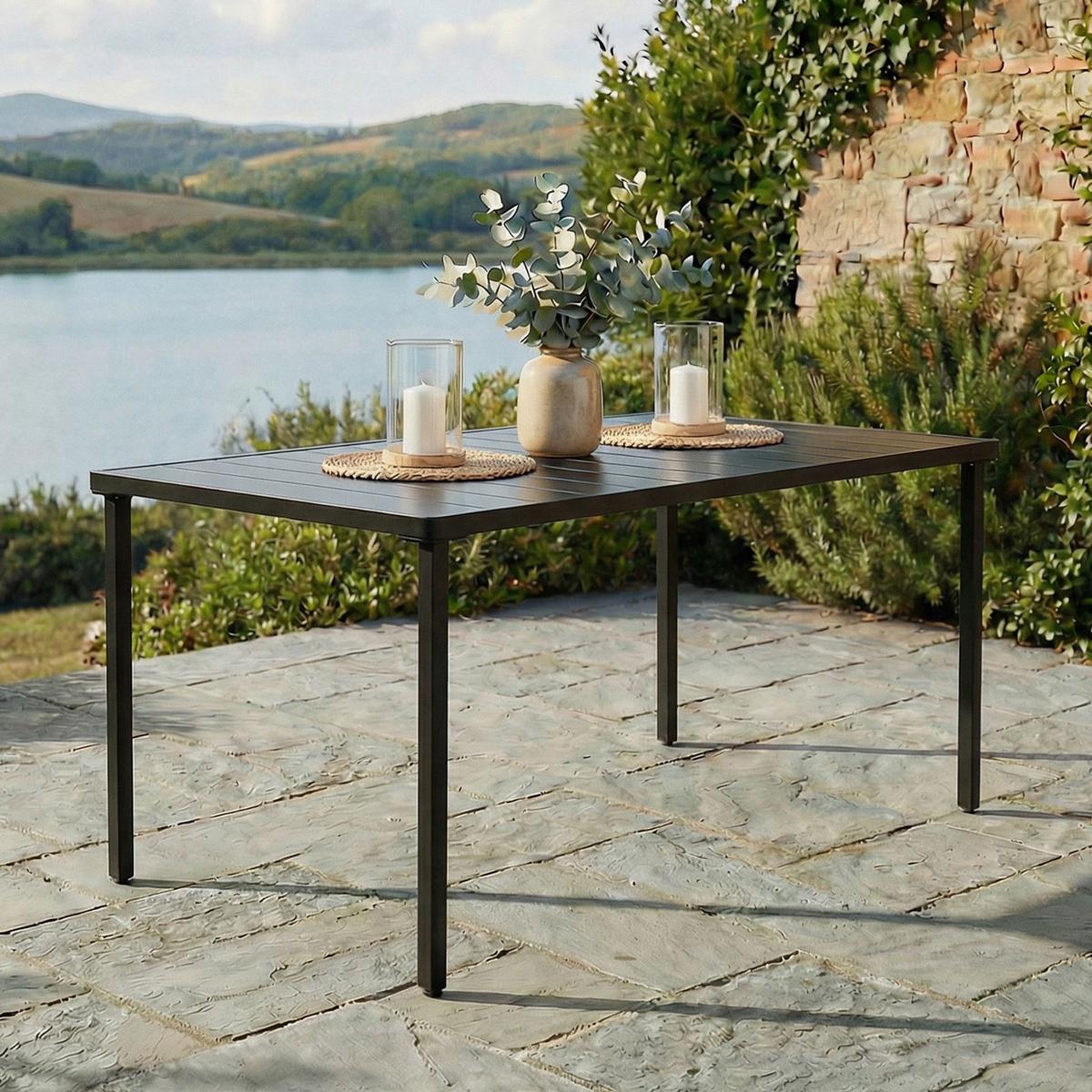 GARTENTISCH AZALEA schwarz - Schwarz, Metall (80/140/75cm) - IDIMEX
