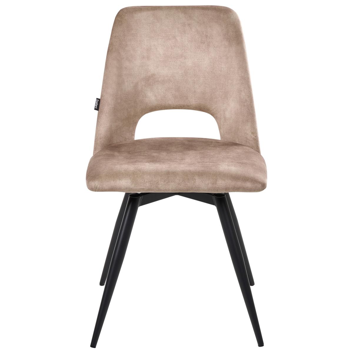 ESSZIMMERSTUHL 2er Set drehbar Samtstoff Beige Hallett - Beige/Schwarz, Textil/Metall (50/83/57cm) - Beliani