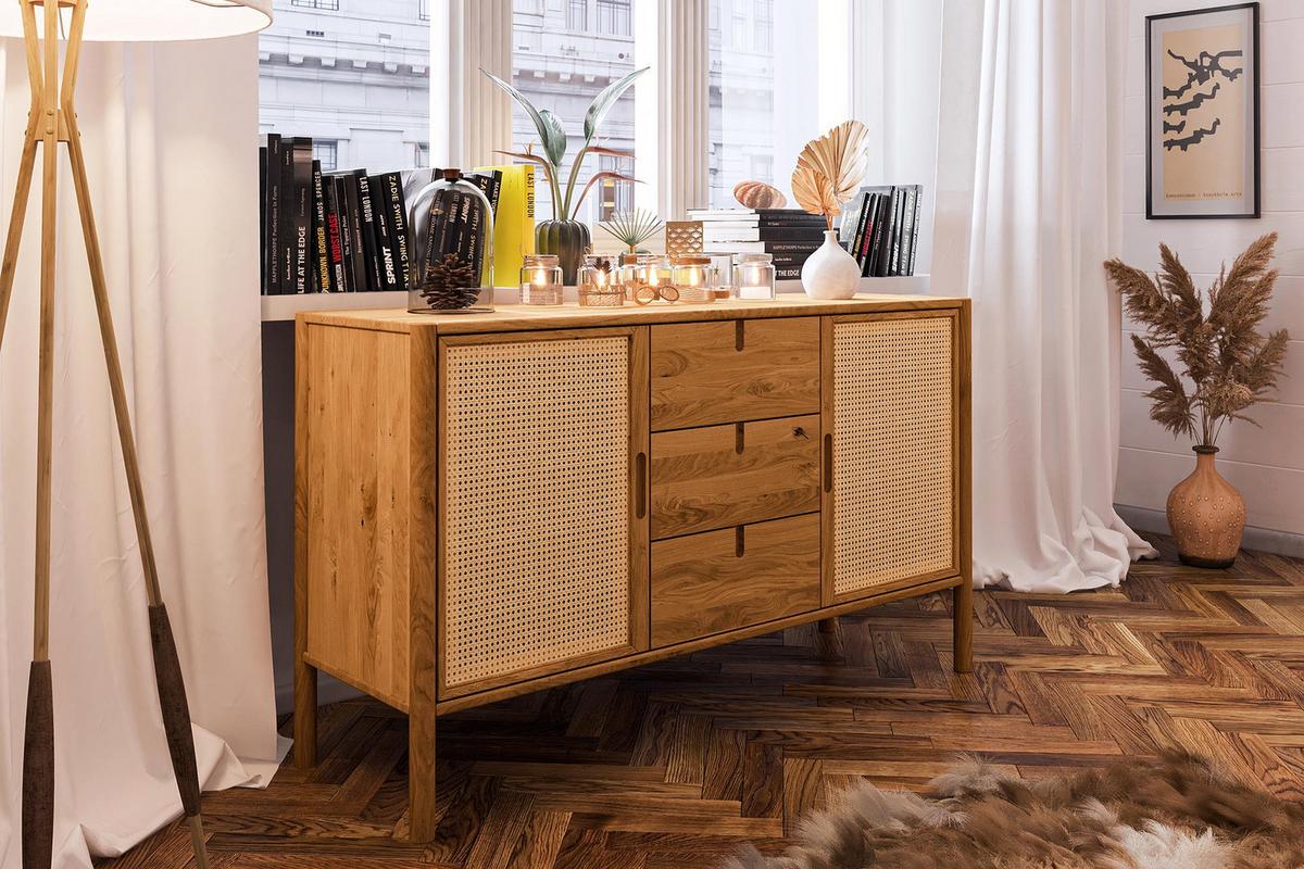 KOMMODE INA Wildeiche - Dunkelbraun, Holz (142/84/46cm) - byoak