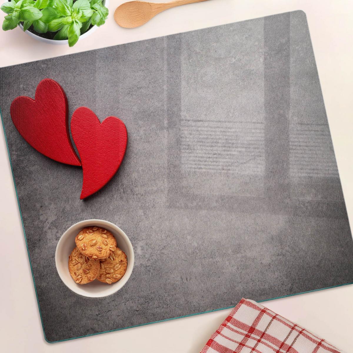 GLASPLATTE 60x52 cm Rote Herzen - Rot, Glas (60/0.4/52cm) - TULUP
