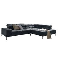 ECKSOFA NELSON Schwarz Velvet - Silberfarben/Schwarz, Textil (321/216cm) - KAWOLA