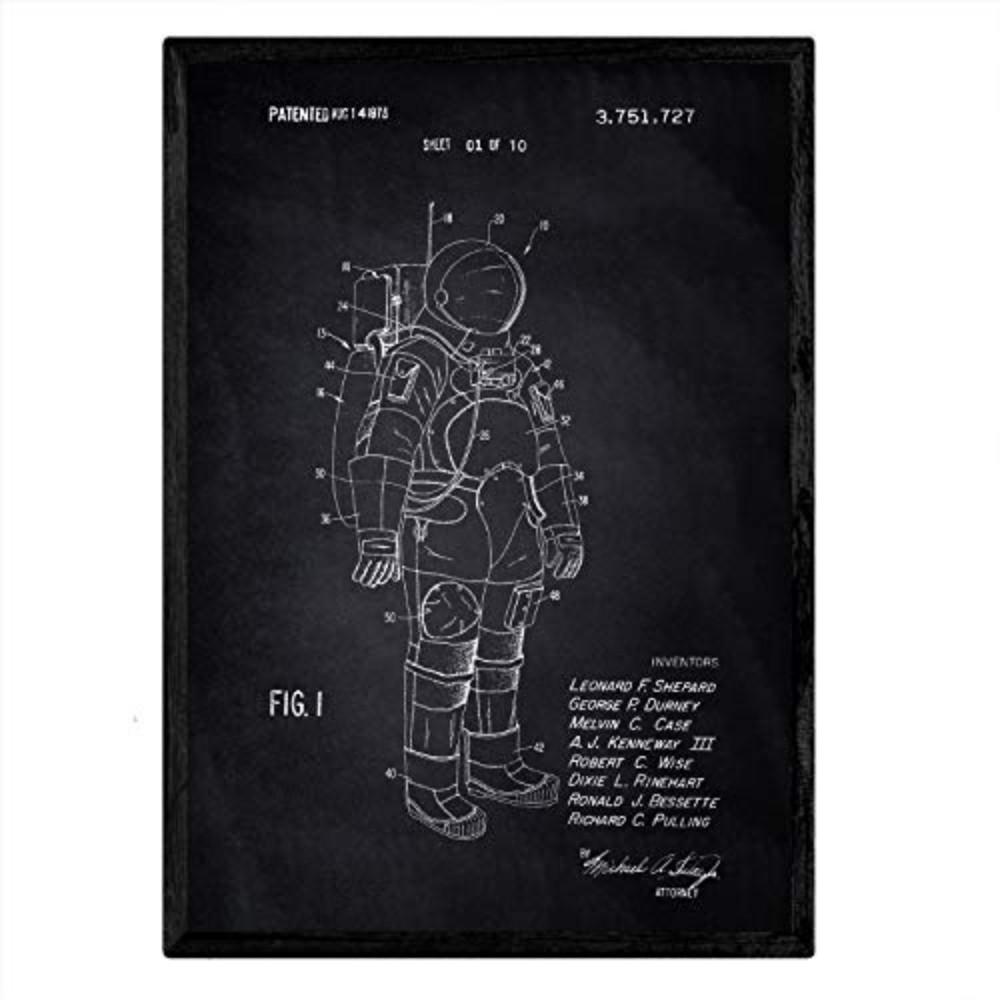 POSTER Astronautenanzug Patent A3 Rahmenlos - Schwarz, Papier (29.7/5/42cm) - Nacnic