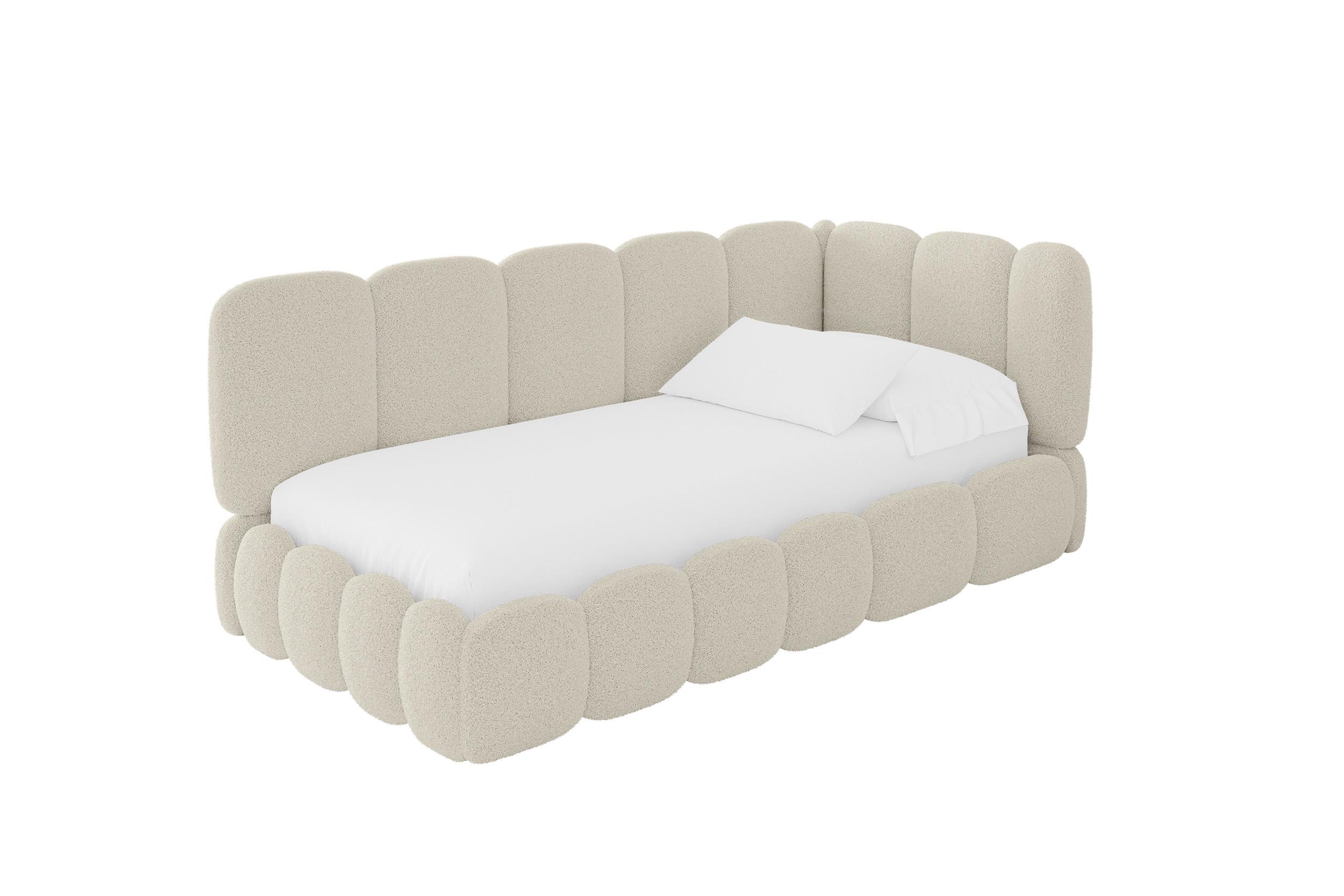 EINZELLBETT Jugendbett mit Bettkasten, Links - AVRY 100x200 Beige - Champagner, Holzwerkstoff/Textil (100/200cm) - ALTDECOR