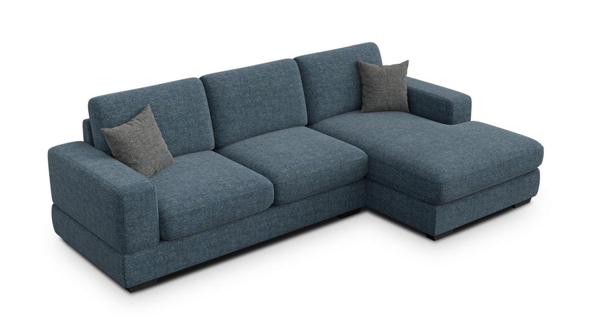 ECKSOFA OTTO 4-Sitzer, marineblau - Blau/Schwarz, Holz/Textil (279/159cm) - Wozimo