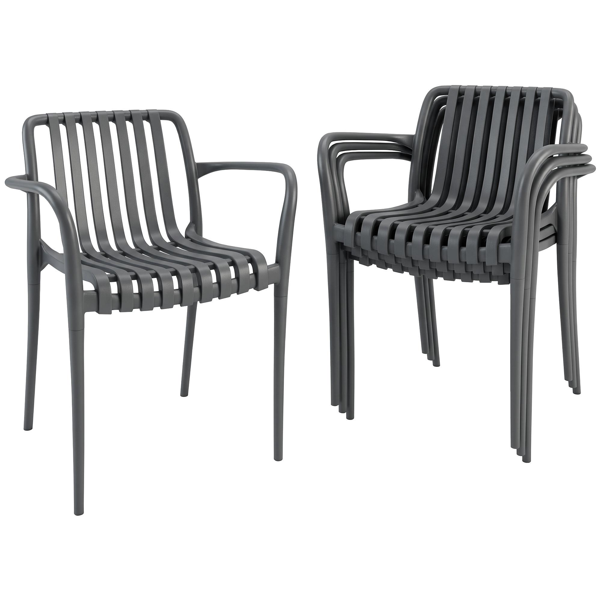 GARTENSTÜHLE 4er Set Kunststoff Dunkelgrau - Dunkelgrau, Kunststoff (55/81.5/58.5cm) - Outsunny