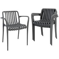 GARTENSTÜHLE 4er Set Kunststoff Dunkelgrau - Dunkelgrau, Kunststoff (55/81.5/58.5cm) - Outsunny