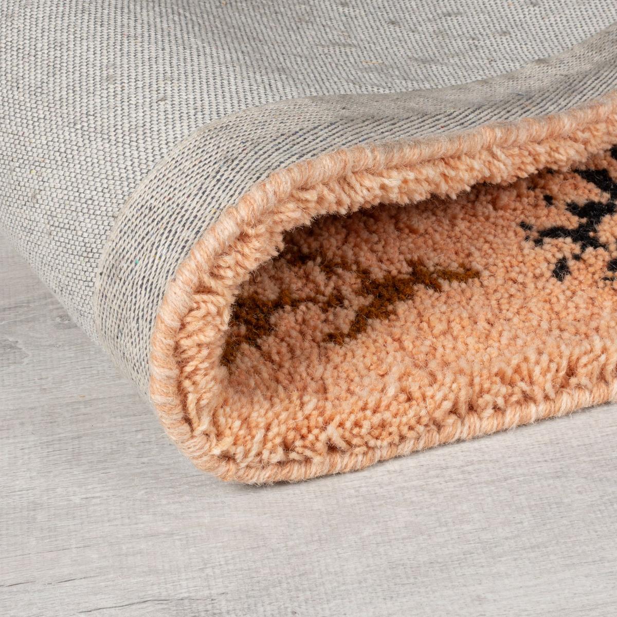 WOLLTEPPICH BRUE, mit Rautenmuster, Pfirsich, 200 x 290 cm - Orange, Textil (200/290cm) - KADIMA DESIGN