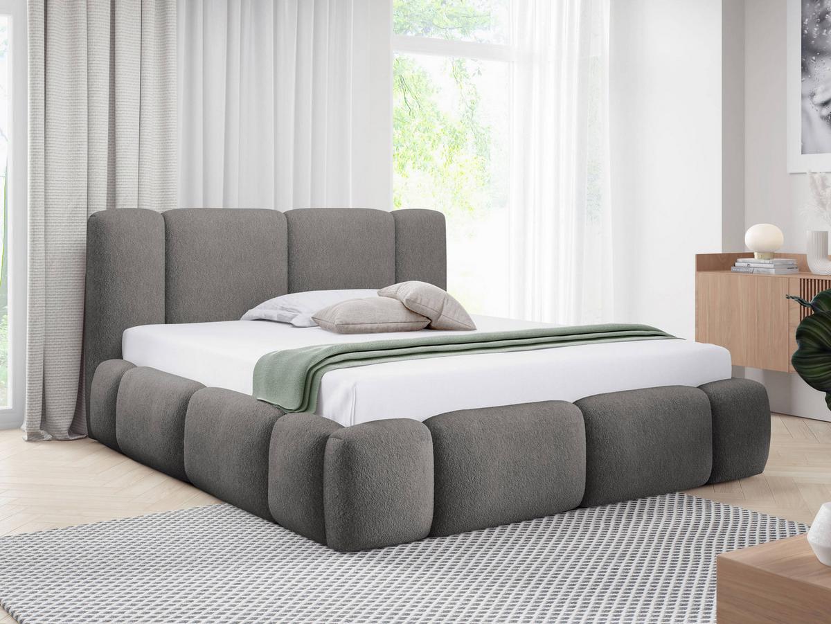 POLSTERBETT Bianco Boucle - Dunkelgrau, Holz/Textil (120/200cm) - MIRJAN24