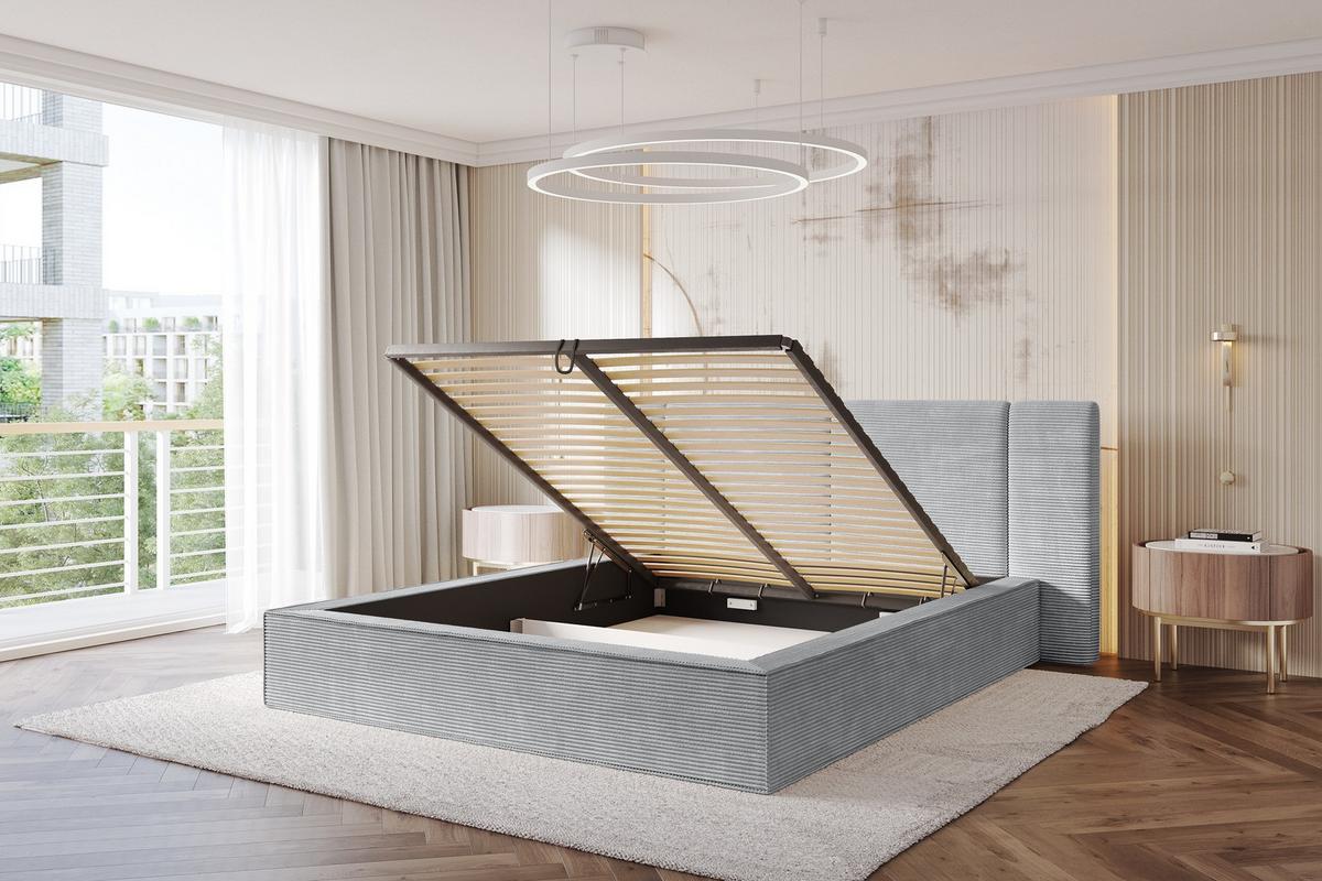 POLSTERBETT mit Bettkasten und Lattenrost, Bett mit Matratze H3/H4 - RIVO 120x200 Grau - Anthrazit, Holzwerkstoff/Textil (120/200cm) - ALTDECOR