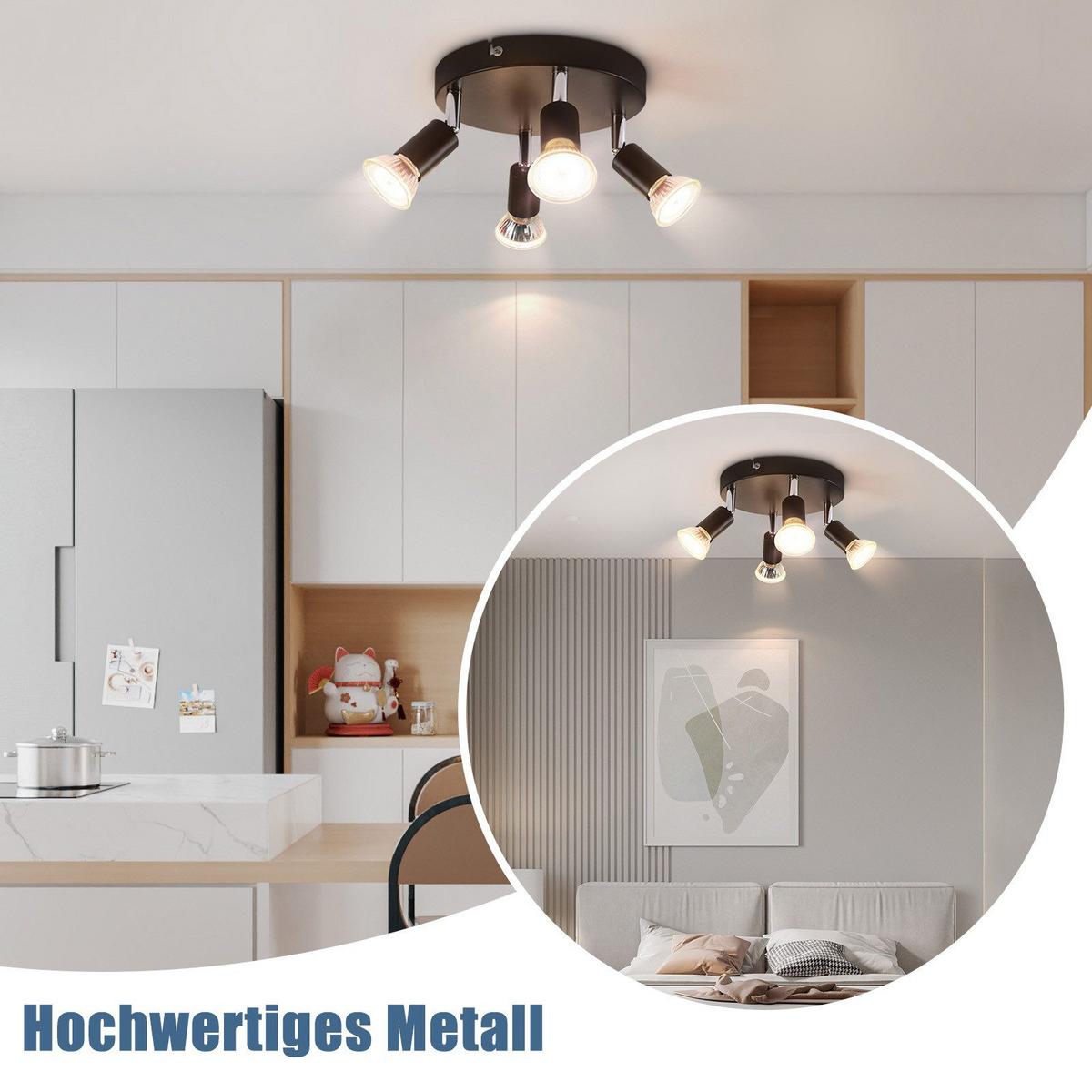 DECKENSTRAHLER Birtha 4-flammig 18/18/11 cm - Schwarz, Metall (18/18/11cm) - Nettlife
