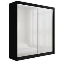 KLEIDERSCHRANK PEKA mit LED - 200 cm - Schwarz|Weiß - Schwarz/Weiß, Holzwerkstoff (200/215/61cm) - ALTDECOR