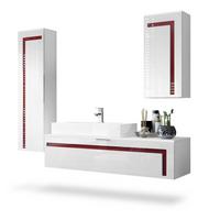 BADMÖBELSET Aloha Absetzungen in Bordeaux Hochglanz - Bordeaux, Holzwerkstoff (210/185/51cm) - Vladon