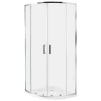 DUSCHKABINE 80/80/185 cm Silber Jukatan - Transparent/Silberfarben, Glas (80/80/185cm) - Beliani