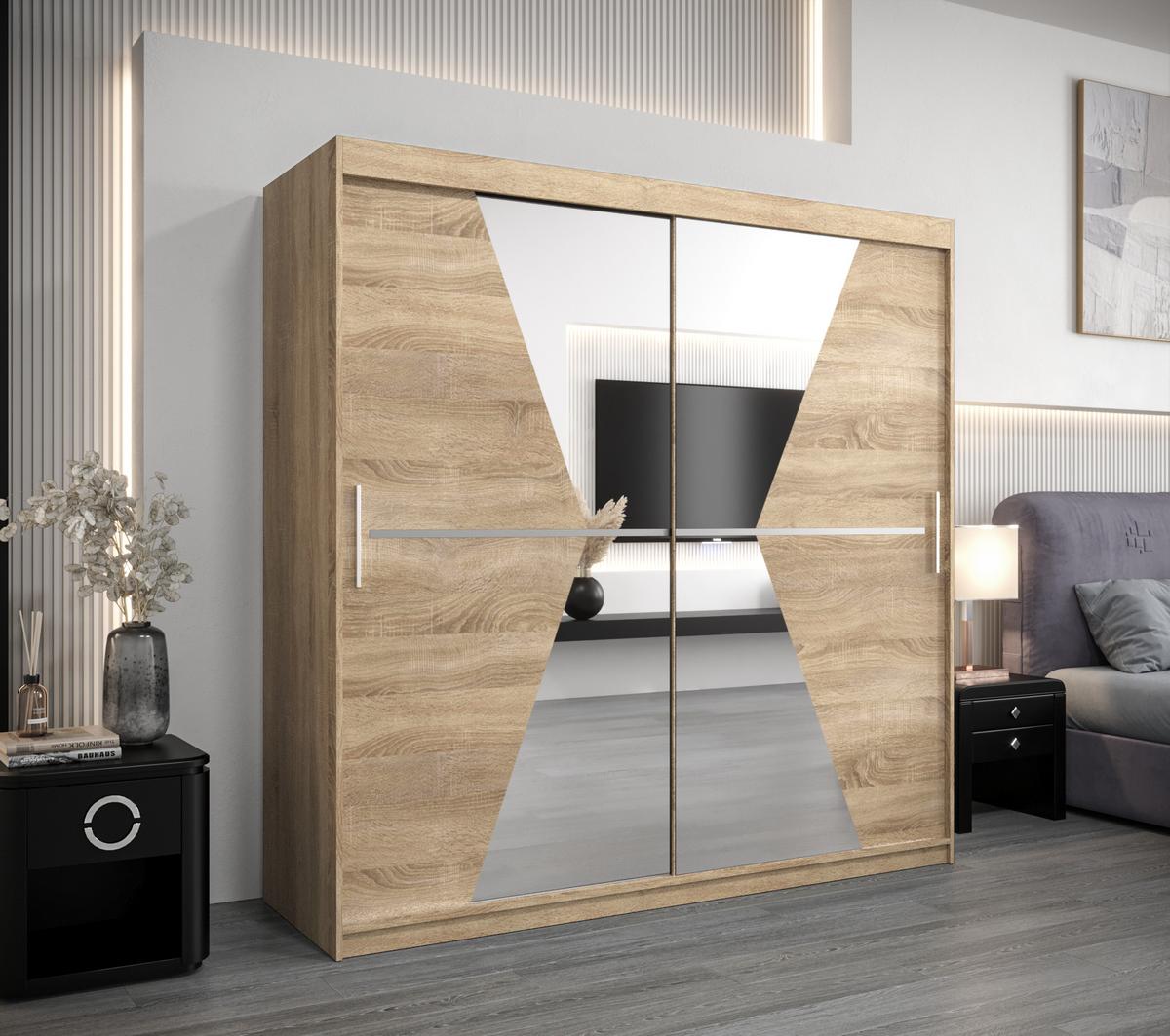 SCHWEBETÜRENSCHRANK 200/200/62 2-türig - Silberfarben/Sonoma Eiche, Holz/Kunststoff (200/200/62cm) - MÖBEL KRYSPOL