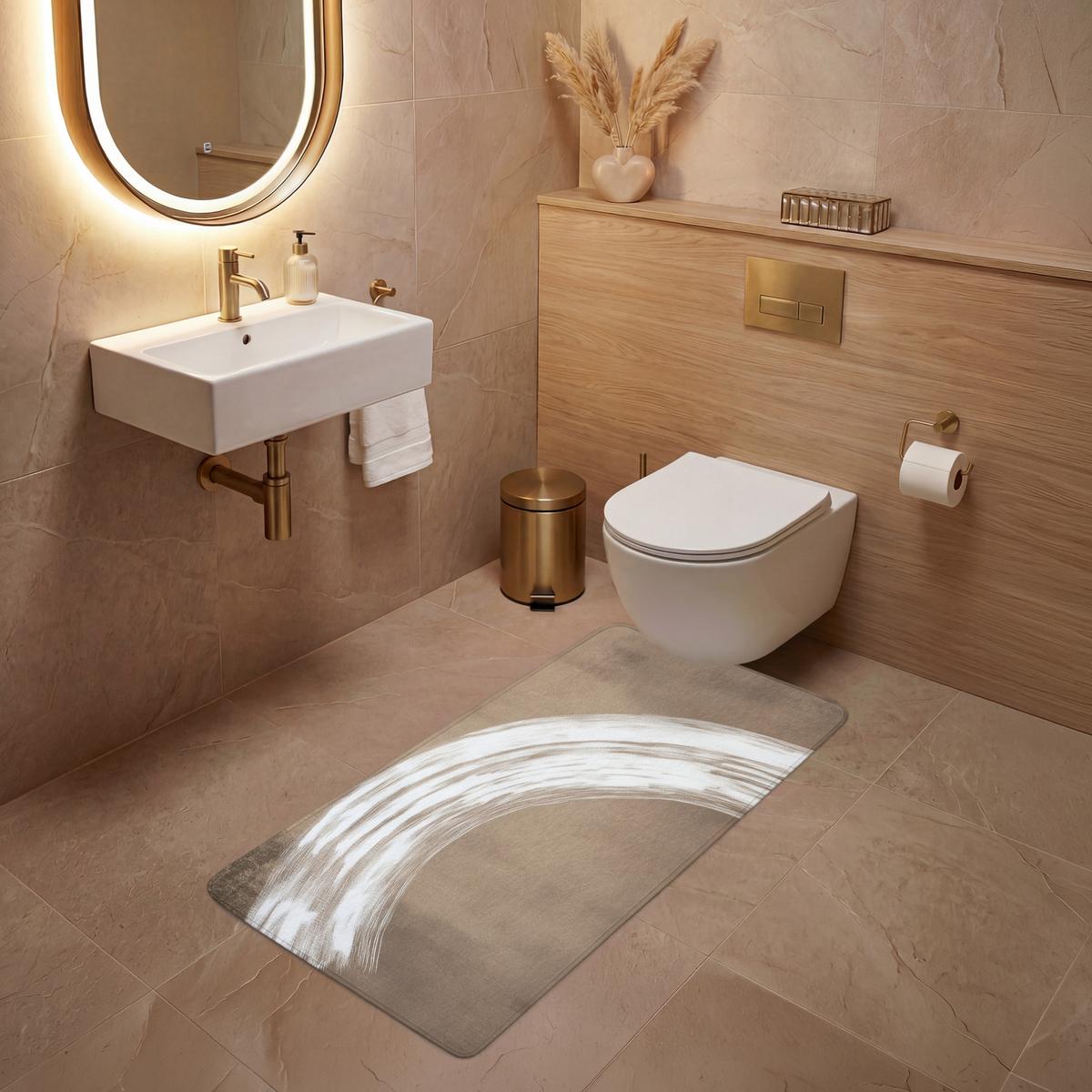 WC-VORLEGER Farbe - Braun - Japandi Toilettenvorleger 60x120 cm - Mokka, Textil (60/1cm) - OnlyWow