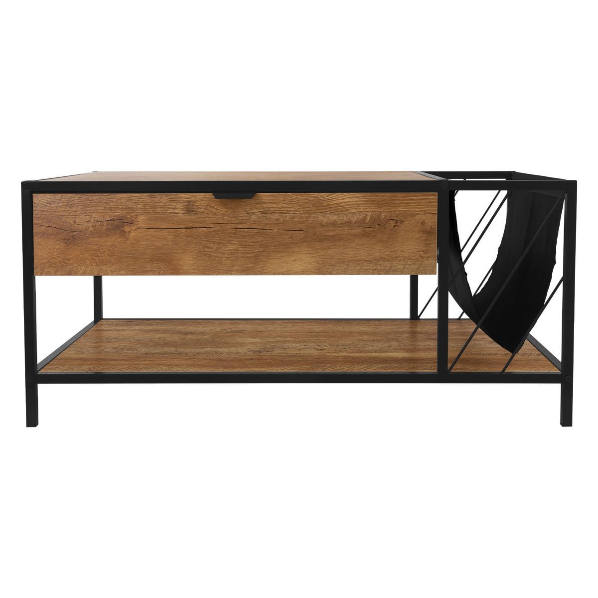 COUCHTISCH 100x54x45 cm Braun-Eiche aus Holz mit Metallgestell - Braun, Metall (54/100/45cm) - ML-DESIGN