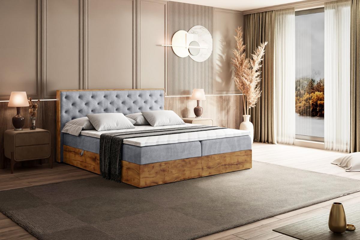 BOXBETT mit Matratze H3 und Lattenrost - LOLLI3 - 140x200 - Hellgrau - Grau, Holzwerkstoff/Kunststoff (140/200cm) - ALTDECOR