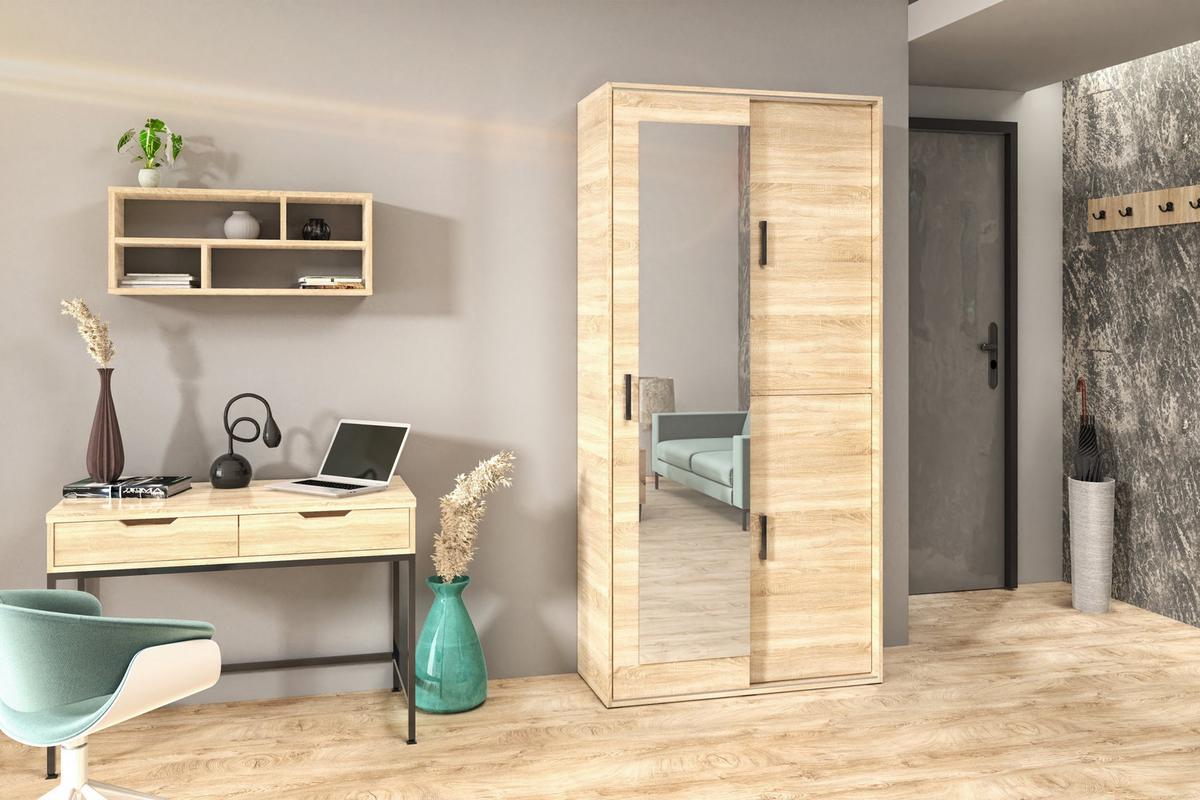 GARDEROBENSCHRANK BENVENO 100/21040 Modern Garderobenschrank Sonoma Eiche - Sonoma Eiche, Holzwerkstoff (100/210/40cm) - MASSENO