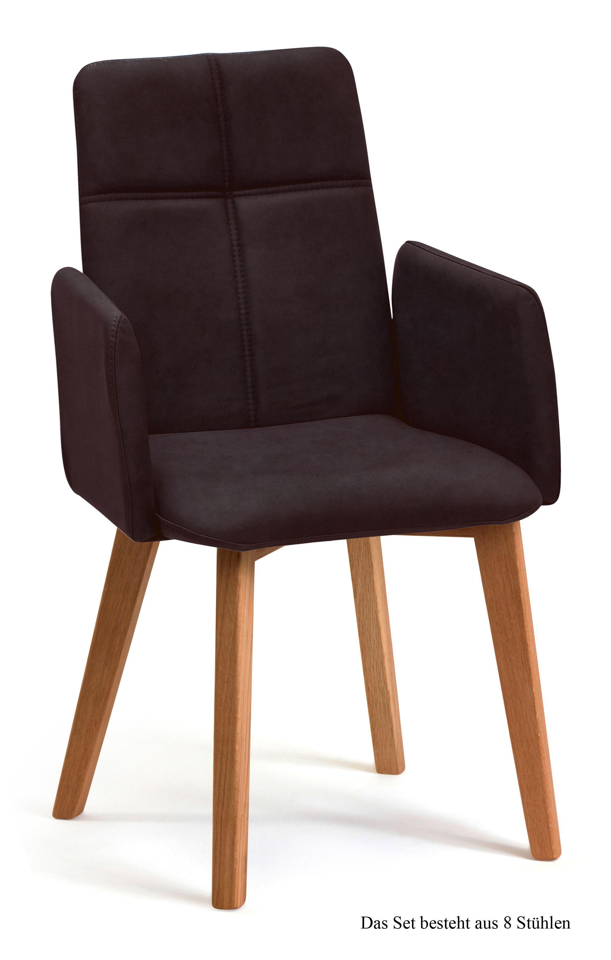 ARMLEHNSTUHL (8er-Set) Dardana 52x92x60 Eiche geölt/Espresso - Eichefarben/Dunkelbraun, Kunststoff (60/92/52cm) - 58aufmkessel
