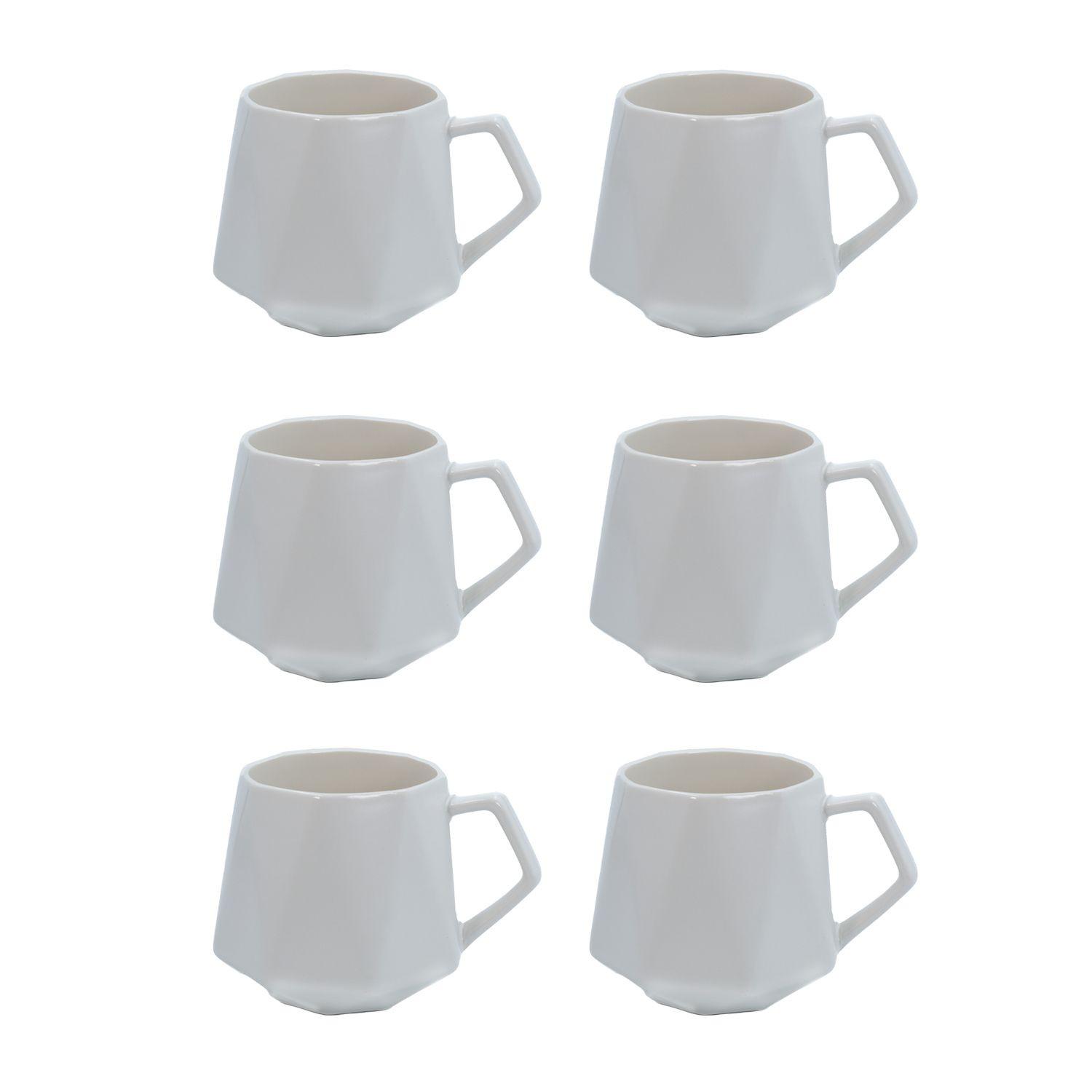 TEETASSE in Feinschliff Optik 350 ml (6-tlg.) - Weiß, Keramik (0.35L) - Intirilife