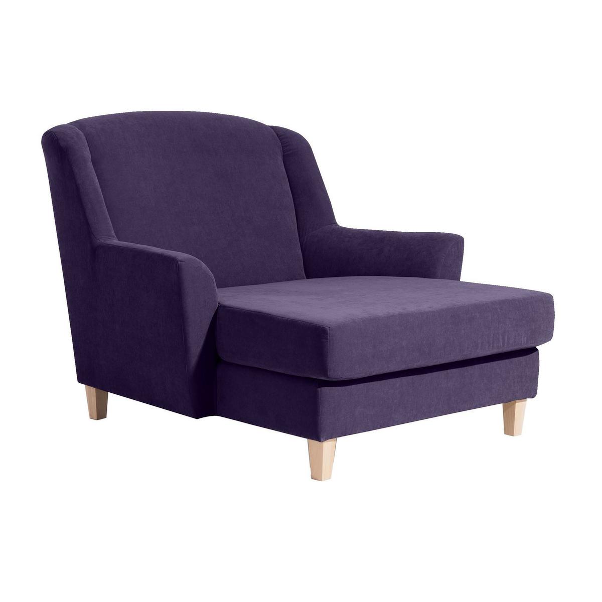 SESSEL XXL Karil Bezug Veloursstoff Buche natur / violett - Lila, Kunststoff (136/107/142cm) - 58aufmkessel