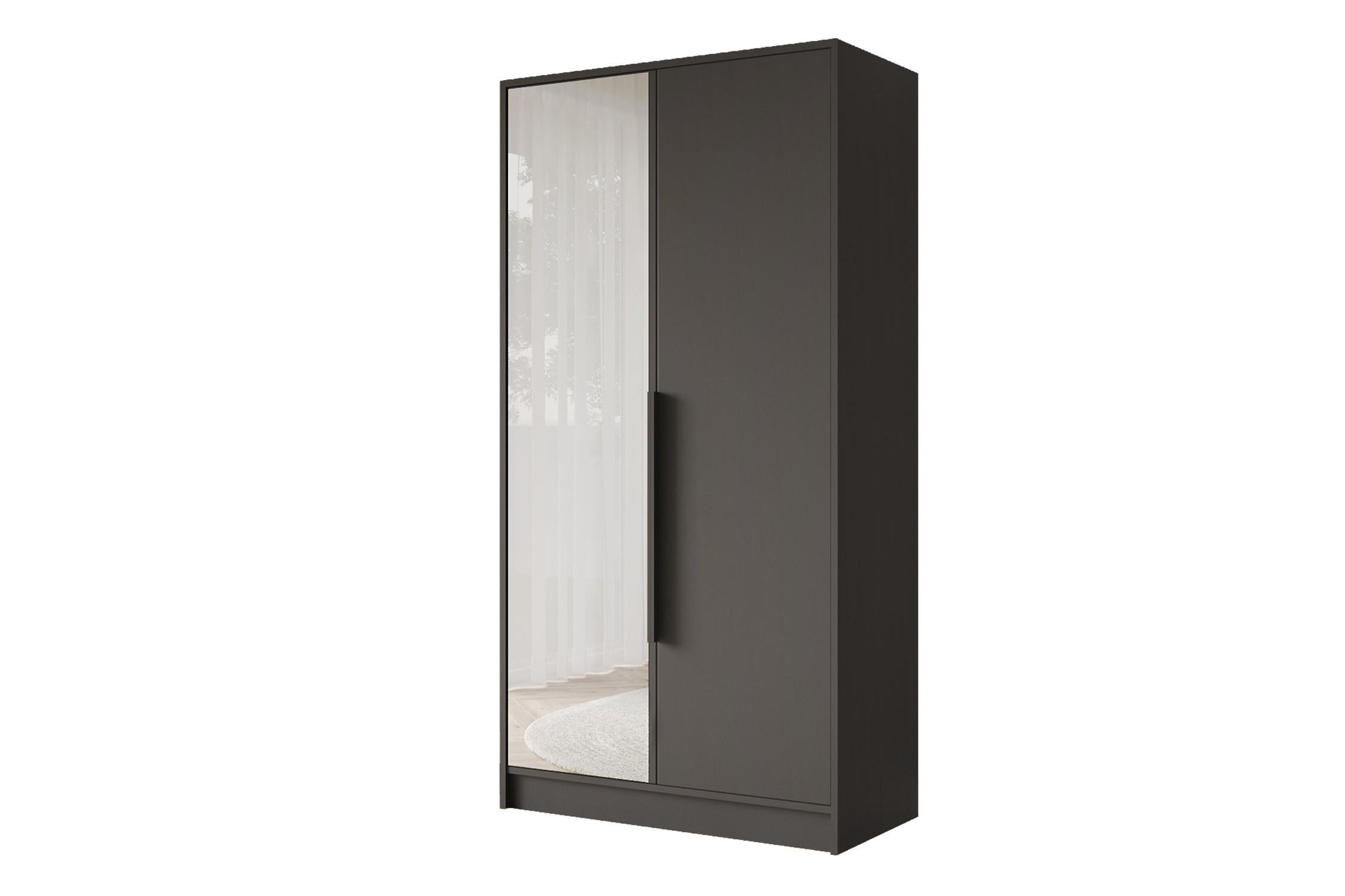 KLEIDERSCHRANK - LESE - 102 - Schwarz - Schwarz Hochglanz/Schwarz, Holzwerkstoff (102/200/51cm) - ALTDECOR