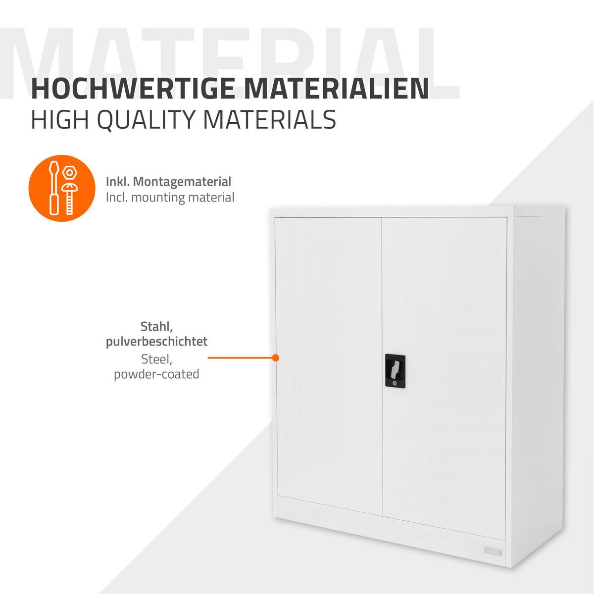 AKTENSCHRANK 90x40x109 cm Weiß aus Stahl - Weiß, Metall (40/109/90cm) - ML-DESIGN