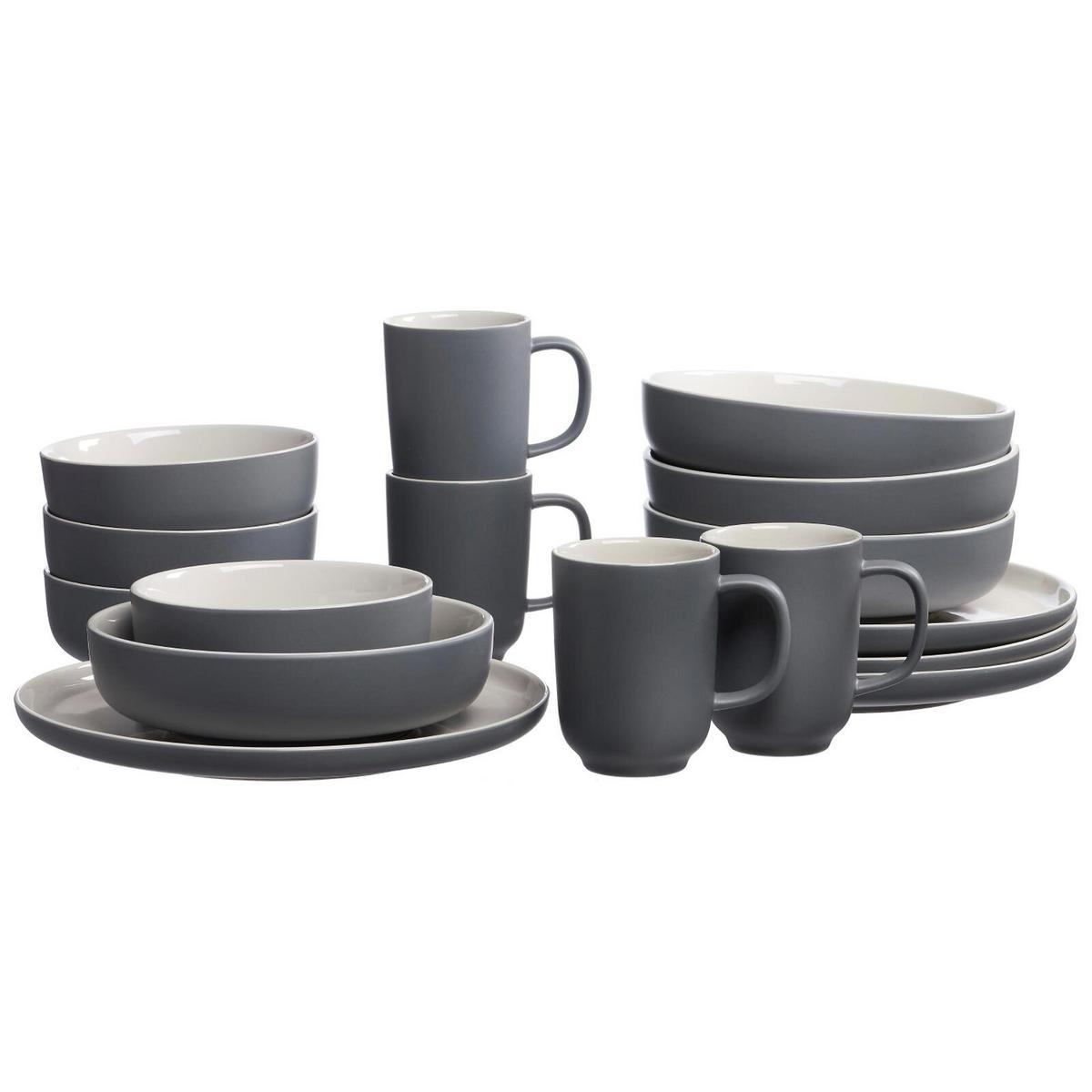 XXL KOMBISERVICE Jasper schwarz-grau 32er Set - Schwarz/Grau, Keramik (2/2/2cm) - Ritzenhoff Breker