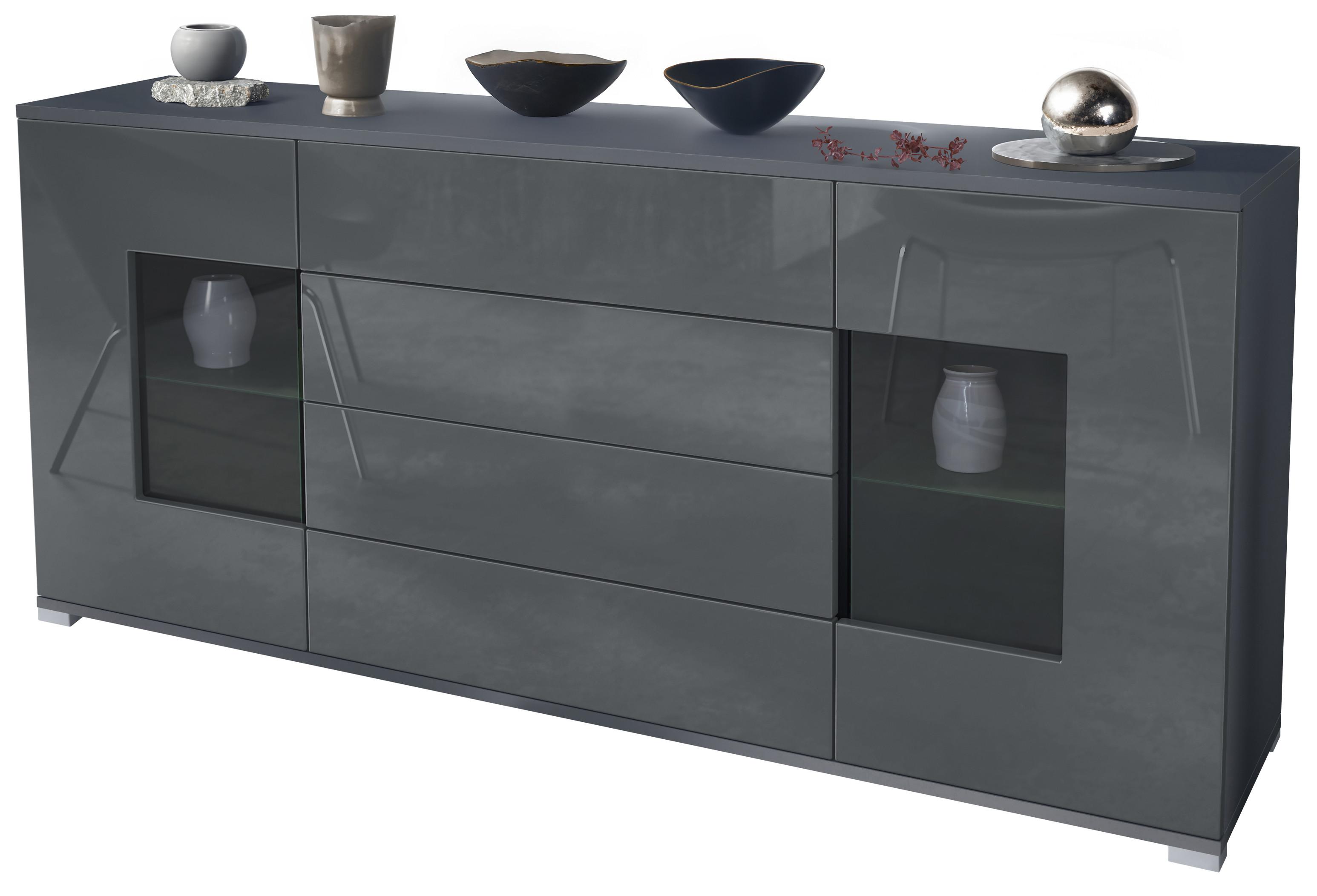 SIDEBOARD Grömitz Grau Hochglanz - Grau, Holzwerkstoff (166.5/75.5/35cm) - Vladon