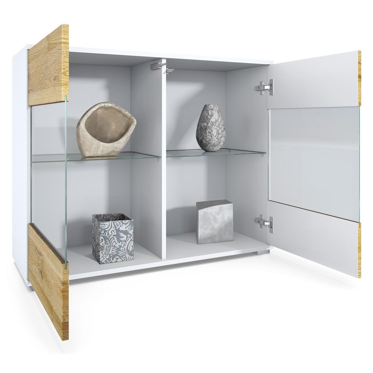 KOMMODE Bari Grau Hochglanz - Grau, Holzwerkstoff (92.5/75.5/35cm) - Vladon