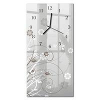 WANDUHR aus Glas 30x60 cm - Blumen - Grau, Glas (30/60/0.4cm) - TULUP