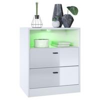KOMMODE Pino Fronten in Weiß Hochglanz - Weiß Hochglanz, Holzwerkstoff (56/67.5/36cm) - Vladon