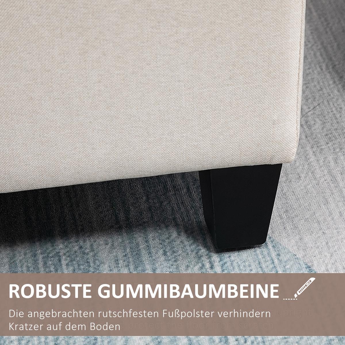 TRUHENBANK leinenartiges Polyester holz Cremeweiß - Creme, Kunststoff (40/44/100cm) - HOMCOM