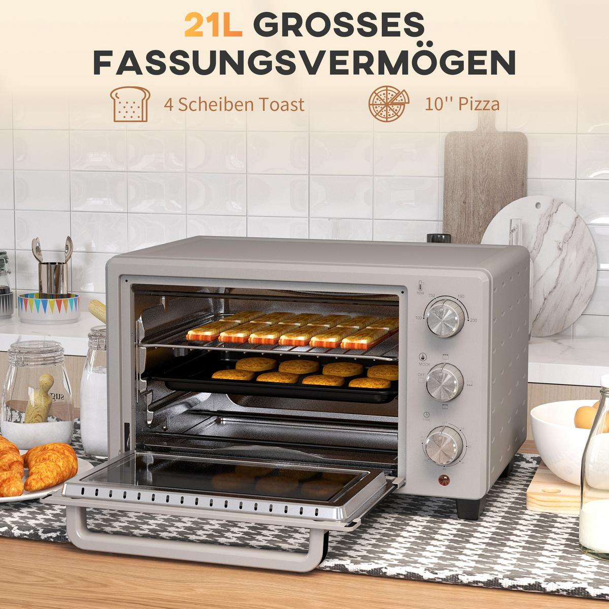 MINIBACKOFEN Metall Edelstahl Silber - Silberfarben, Metall (46/38.5/29cm) - HOMCOM