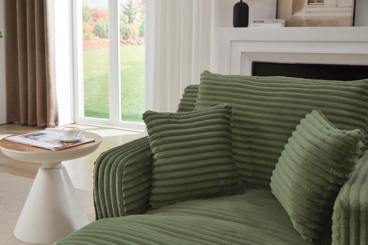 RELAXSESSEL aus Cord Modulare Chaiselongue & ohne Montage - Grün, Textil (32.99/127/32.99cm) - Urban Meuble