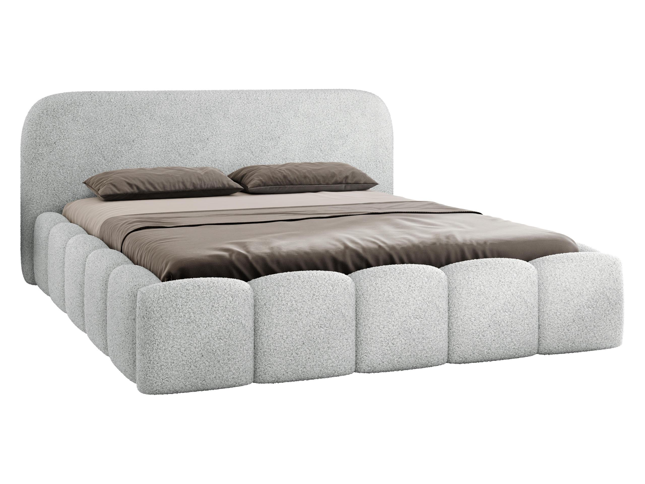 POLSTERBETT Refola Boucle - Hellgrau/Schwarz, Holz/Holzwerkstoff (160/200cm) - MIRJAN24