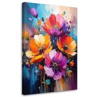 LEINWANDBILDER, Bunte Blumen wie gemalt - Multicolor, Textil (40/60cm) - Feeby
